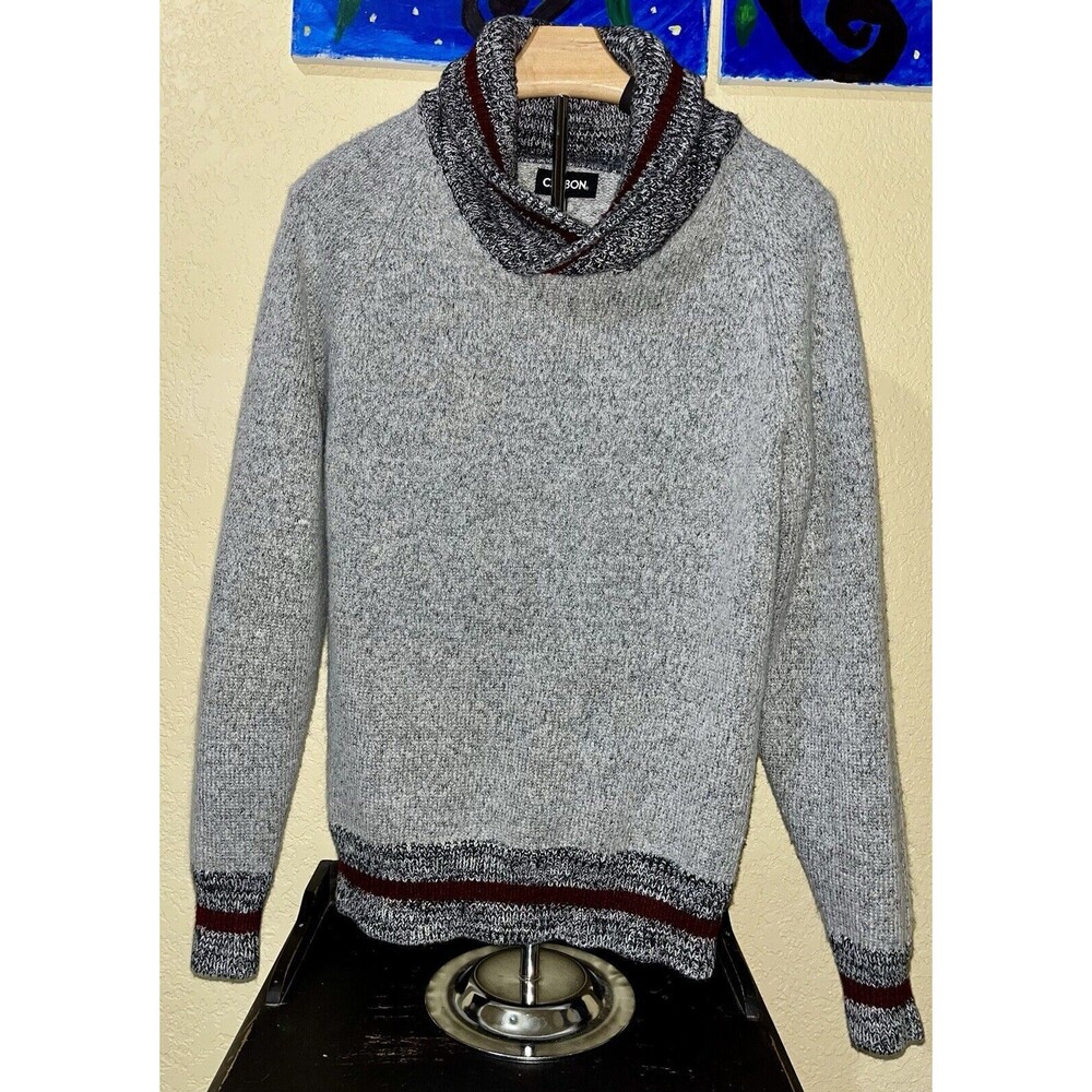 Rue 21 "Carbon" Pullover Sweater - Size Small Gray Color Block Cowl Neck